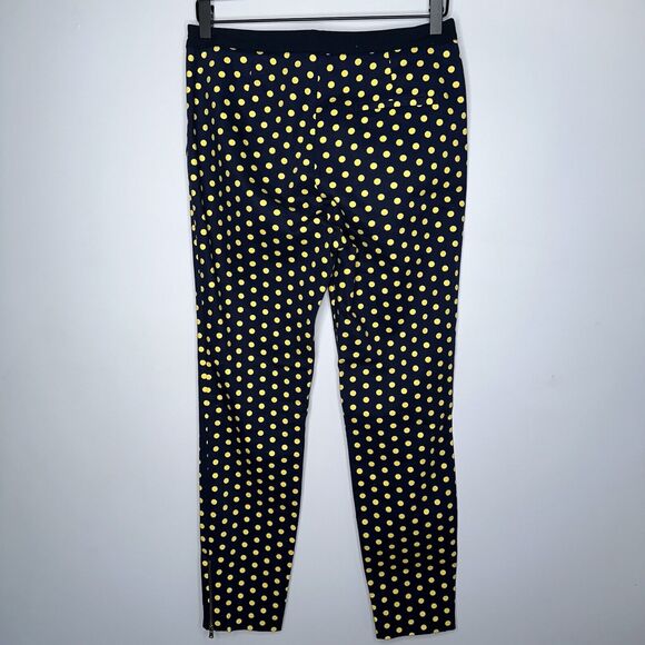 Zara Basic Women’s Polka Dot Ankle Zip Pants Navy Blue Yellow Size Medium - Picture 3 of 4